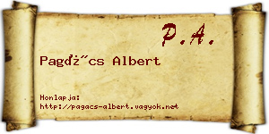 Pagács Albert névjegykártya